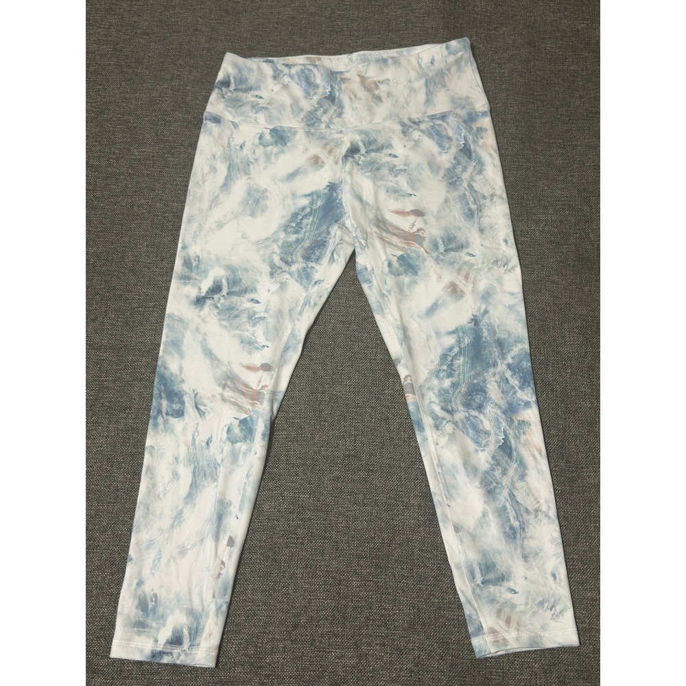 Harmony Balance Womens XL Leggings Blue White Marble Abstract Print High Rise